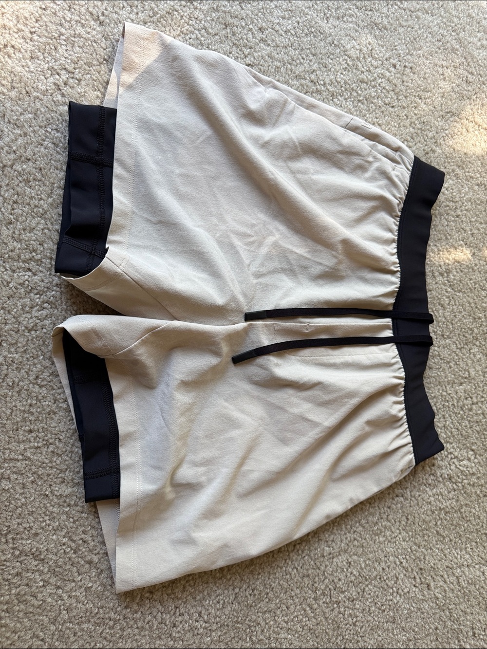 Men's Cream Hybrid Shorts with Black Waistband